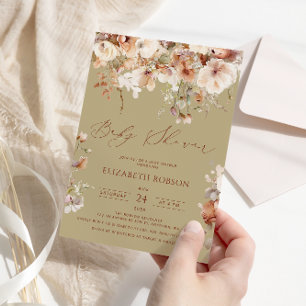 Boho Floral Baby Shower Invitation
