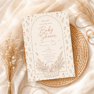 Boho Floral Baby Shower Neutral Wildflower Rustic Invitation