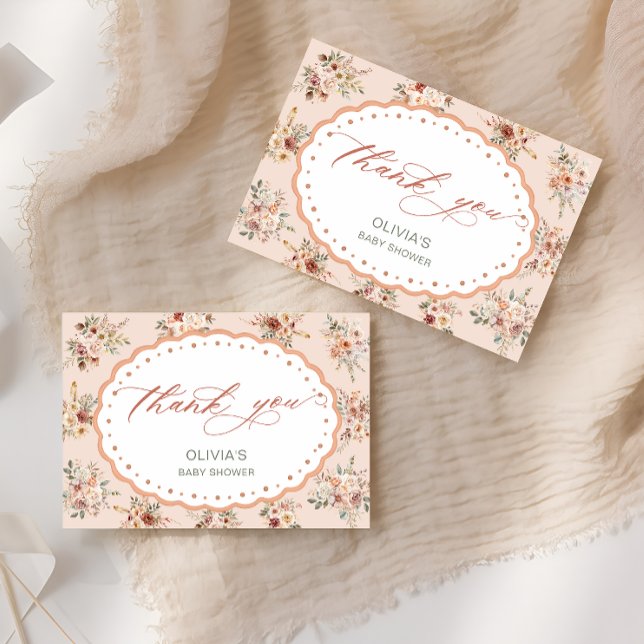 Boho Floral Baby Shower Thank You Card (Creator Uploaded)