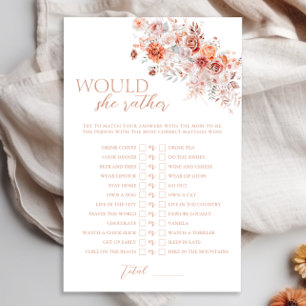 Boho Floral Baby Shower Would She Rather Game