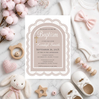 Boho Floral Baptism Invitation