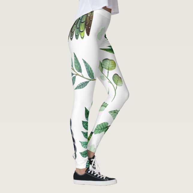 Boho Floral Bird Leggings - Stylish Yoga Pants (Right)
