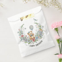 Boho floral birthday bear