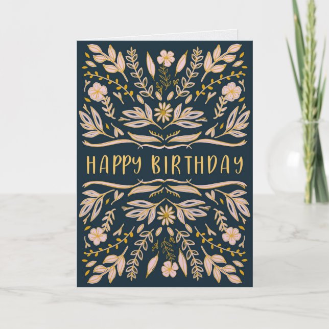 Boho Floral Birthday Card for Her (Front)