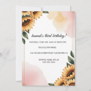 Boho Floral Birthday Party Invitation Custom Sun