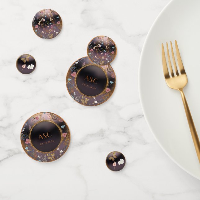 Boho Floral Black Butterfly Garden Wedding  Confetti (Group)
