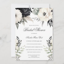 Boho Floral Black Cream Bridal Shower