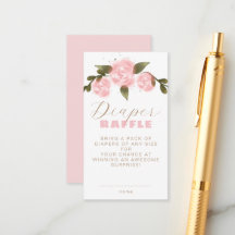 Boho Floral Blush Pink Girl Shower Diaper Raffle