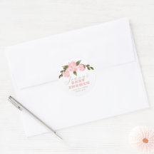 Boho Floral Blush Pink Girl Shower Thank You
