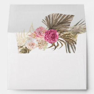 Boho Floral Blush Pink Rose Wedding Envelope