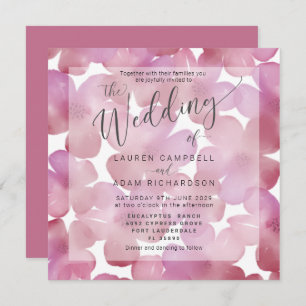Boho Floral Blush Pink Watercolor Wedding Invite