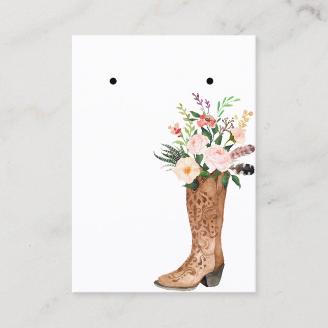 Boho Floral Boot Earring Jewellery Display Custom Business Card (Front)