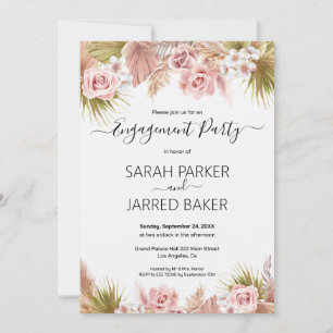 Boho Floral Border Engagement Invitation