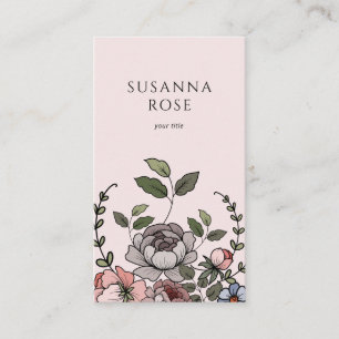 Boho Floral Botanical Professional Blush Pink Business Card