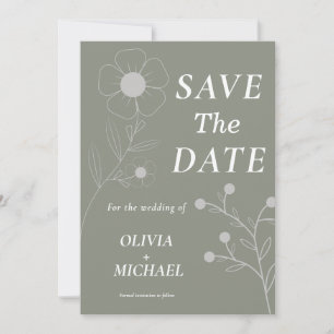 Boho Floral Botanical Saga Green Save The Date