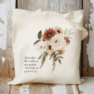 Boho Floral bouquet personalised quote Tote Bag
