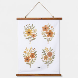 Boho Floral Bouquet Wall Tapestry   Add Text