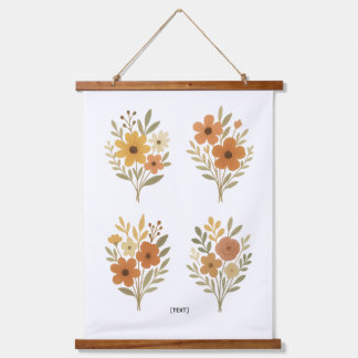 Boho Floral Bouquet Wall Tapestry | Add Text