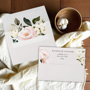 Boho Floral Bouquet Wedding Return Address Envelope