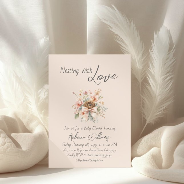 Boho Floral Bow Baby Shower Nesting Party Invitation (Creator Uploaded)