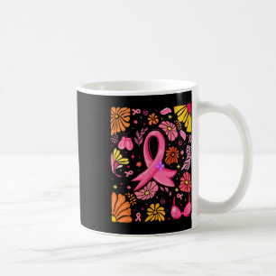 Boho Floral Breast Cancer Awareness Pink Ribbon Wa Coffee Mug