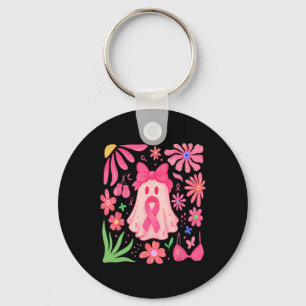 Boho Floral Breast Cancer In October We Wear Pink  Key Ring