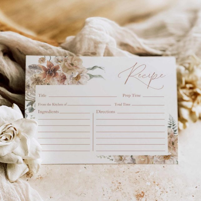 Boho Floral Bridal Recipe Card (Boho Floral Bridal Shower Recipe Card)