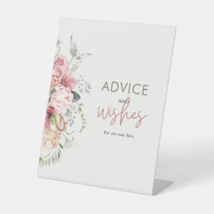 Boho Floral Bridal Shower Advice and Wishes Pedestal Sign