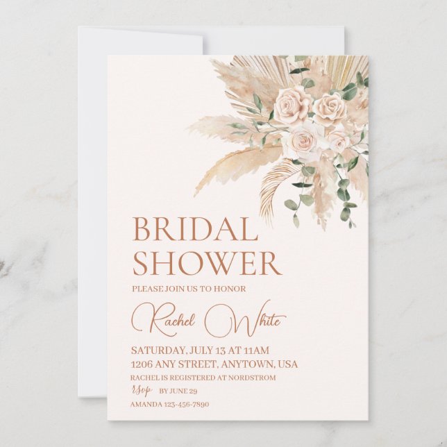 Boho Floral Bridal Shower Invitation (Front)