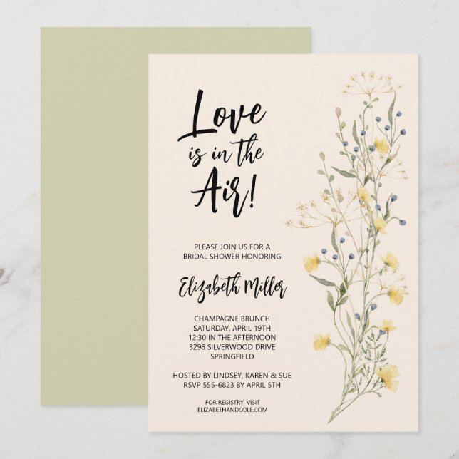Boho Floral Bridal Shower Invitation (Front/Back)