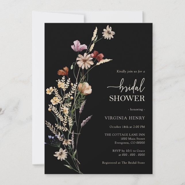 Boho Floral Bridal Shower Invitation (Front)