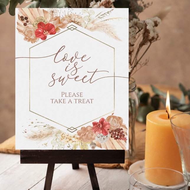 Boho Floral Bridal Shower Love Is Sweet Sign (Creator Uploaded)