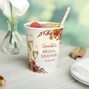 Boho Floral Bridal Shower Paper Cups