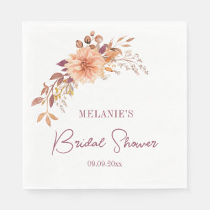 Boho Floral  Bridal Shower Paper Napkin