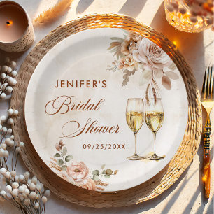 Boho Floral Bridal Shower Paper Plate