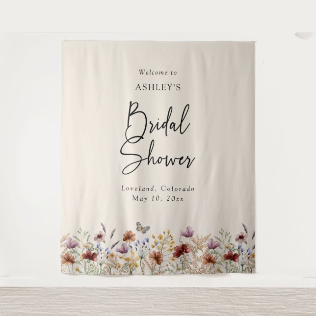 Boho Floral Bridal Shower Tapestry (Front)