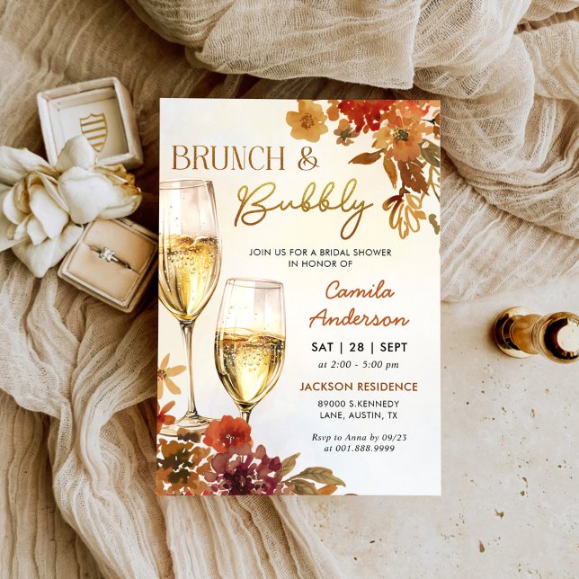 Boho Floral Brunch and Bubbly Bridal Shower Invitation (Creator Uploaded)