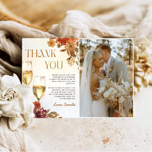 Boho Floral Brunch and Bubbly Bridal Shower Photo Thank You Card