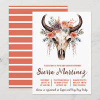 Boho Floral Bull Skull Baby Shower
