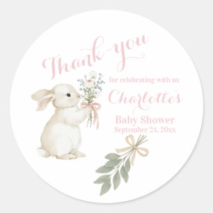 Boho Floral Bunny Blush Pink Sticker