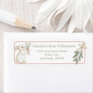 Boho Floral Bunny Sage Green Return Address Label
