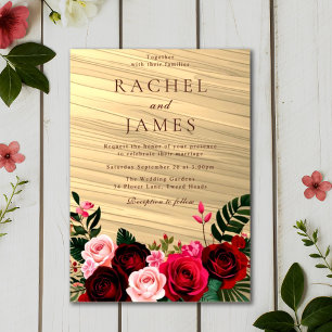 Boho Floral Burgundy Autumn Wedding Acrylic Invitations