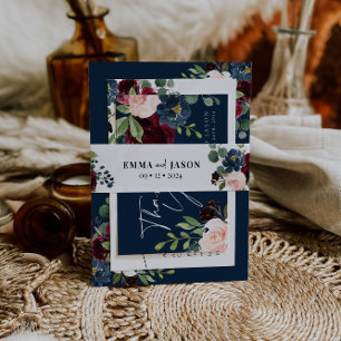 Boho Floral Burgundy Invitation Belly Band