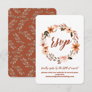 Boho Floral Burnt Orange RSVP Wedding Site Card