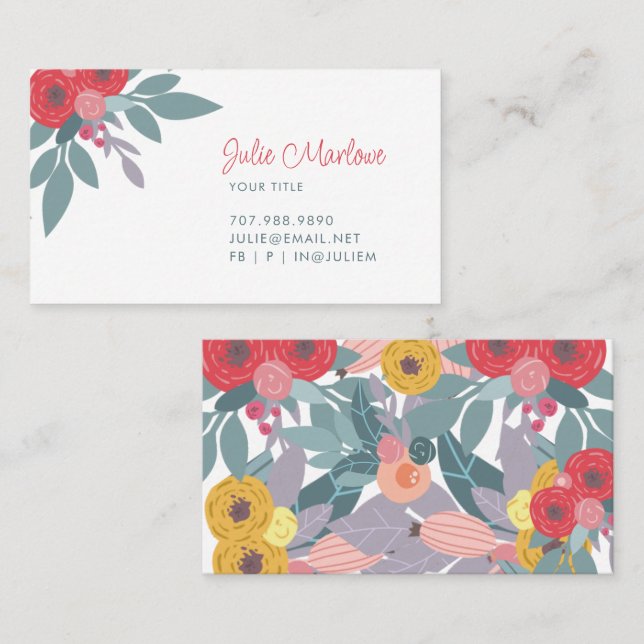 Boho Floral Business Card (Front/Back)