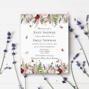 Boho Floral & Butterflies Baby Shower Invitation