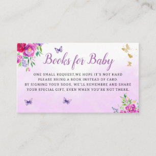 Boho Floral Butterfly Baby Shower Books for Baby Enclosure Card