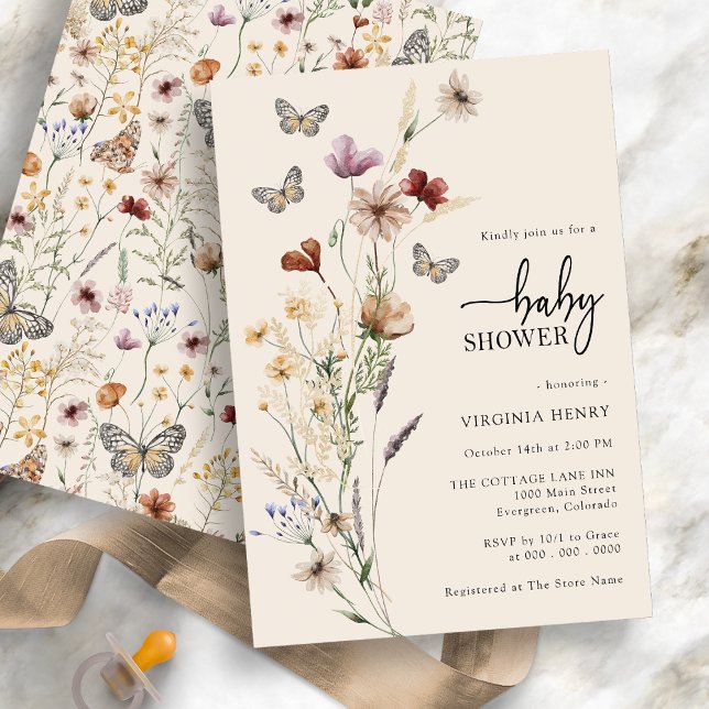 Boho Floral Butterfly Baby Shower Invitation (Boho Floral Butterfly Baby Shower Invitation
)