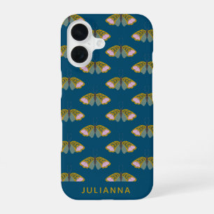 Boho Floral Butterfly Illustration Personalised iPhone 16 Case