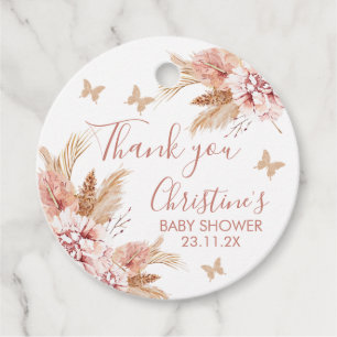  Boho Floral Butterfly Kisses Baby Favour Tags